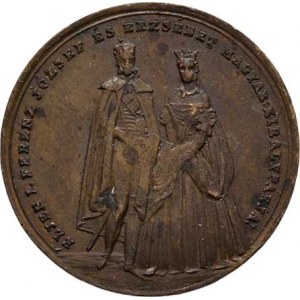 František Josef I. a Alžběta Bavorská, AE jeton na uherskou korunovaci 1867 - dvě postavy