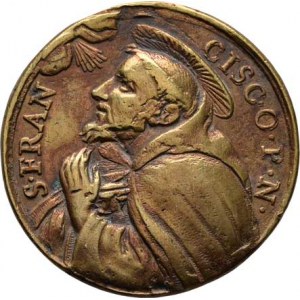 Církevní medaile - lité svátostky kruhové, Sv.Antonín Paduánský, opis / svatý František, opis,