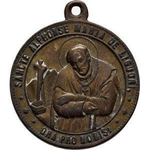 Církevní medaile - ražené svátostky kruhové, Panna Marie ustavičné pomoci, lat. opis / sv. Alfons,