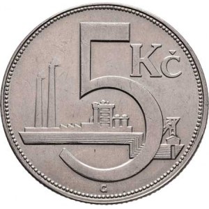 Československo 1918 - 1938, 5 Koruna 1925, KM.10 (CuNi), 9.975g, dr.rysky, pěkná