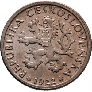 Československo 1918 - 1938, Koruna 1922, KM.4 (CuNi), 6.650g, krásná patina