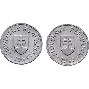 Slovenská republika, 1939 - 1945, 50 Haléř 1943, 1944 KM.5a (hliník), 0.971g, 0.958g,
