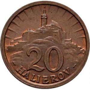 Slovenská republika, 1939 - 1945, 20 Haléř 1940, KM.4 (CuZn), 1.982g, skvrnky, patina