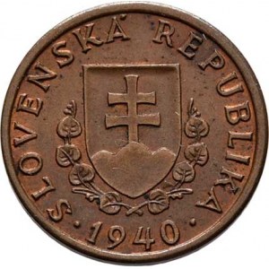 Slovenská republika, 1939 - 1945, 20 Haléř 1940, KM.4 (CuZn), 1.982g, skvrnky, patina