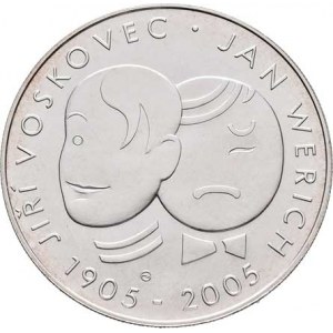 Česká republika, 1993 -, 200 Koruna 2005 - Voskovec a Werich, KM.78 (Ag900,
