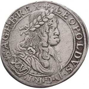Leopold I., 1657 - 1705, XV Krejcar 1664 CA, Vídeň-Cetto, Höll.64.3.13,