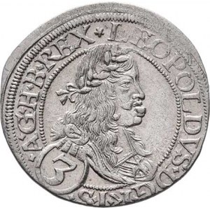 Leopold I., 1657 - 1705, 3 Krejcar 1665 CA, Vídeň-Cetto, Nech.1963, M-A.164,