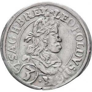 Leopold I., 1657 - 1705, 3 Krejcar 1667 bz, Štýrský Hradec, Nech.2209,
