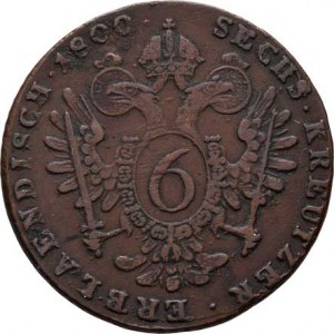 František II., 1792 - 1835, Cu 6 Krejcar 1800 F, Hall, 13.178g, nep.nedor.,