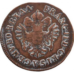 František II., 1792 - 1835, Cu 1/4 Krejcar 1800 A, Vídeň, 0.910g, vada materiálu,