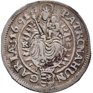 Leopold I., 1657 - 1705, XV Krejcar 1691 KB, Kremnica, Höll.91.2.1, Husz.1428,