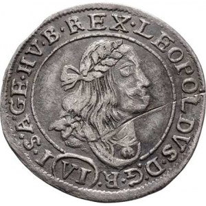 Leopold I., 1657 - 1705, VI Krejcar 1674 KB, Nech.1195, Husz.1450, 3.219g,