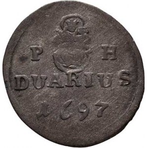 Leopold I., 1657 - 1705, Duarius (1/2 Krejcar) 1697 KB, Nech.1244, Husz.1499,
