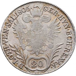 František II., 1792 - 1835, 20 Krejcar 1805 B - s říšskou a rakouskou korunou