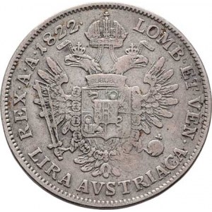 František II., 1792 - 1835, Lira 1822 V, Benátky, P.26, M-A.318, 4.245g, nep.hr.,