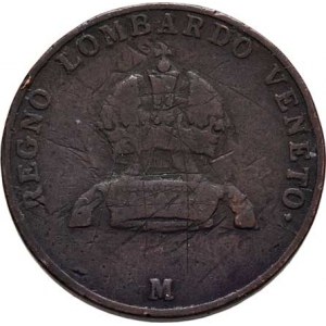 Konvenční měna, údobí let 1848 - 1857, 5 Centesimi 1849 M - větší typ, 8.289g, hr., škr.,