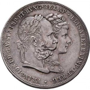 Rakouská a spolková měna, údobí let 1857 - 1892, 2 Zlatník 1879 - Stříbrná svatba, 24.603g, dr.hr.,