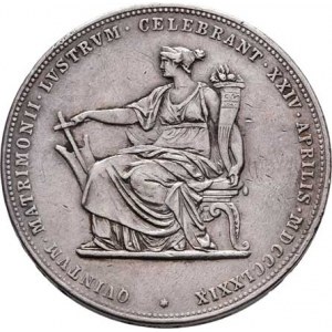 Rakouská a spolková měna, údobí let 1857 - 1892, 2 Zlatník 1879 - Stříbrná svatba, 24.603g, dr.hr.,