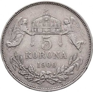Korunová měna, údobí let 1892 - 1918, 5 Koruna 1900 KB, 23.925g, dr.hr., dr.rysky, pěkná