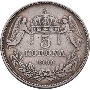 Korunová měna, údobí let 1892 - 1918, 5 Koruna 1900 KB, 23.759g, dr.hr., dr.rysky, pěkná