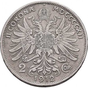 Korunová měna, údobí let 1892 - 1918, 2 Koruna 1912, 9.980g, nep.hr., nep.rysky, pěkná