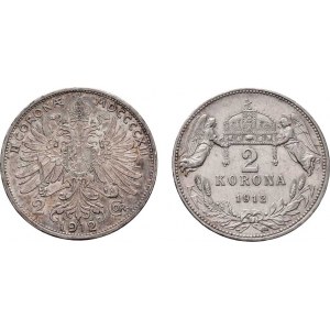 Korunová měna, údobí let 1892 - 1918, 2 Koruna 1912, 1912 KB, 9.951g, 9.979g, nep.hr.,