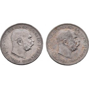 Korunová měna, údobí let 1892 - 1918, 2 Koruna 1912, 1913, 10.030g, 10.029g, nep.hr.,