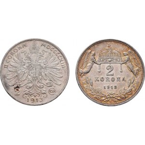 Korunová měna, údobí let 1892 - 1918, 2 Koruna 1913, 1913 KB, 10.018g, 9.962g, nep.hr.,