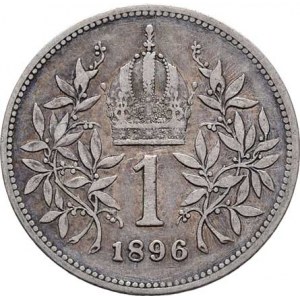 Korunová měna, údobí let 1892 - 1918, Koruna 1896, 4.892g, dr.hr., dr.rysky, tmavá patina