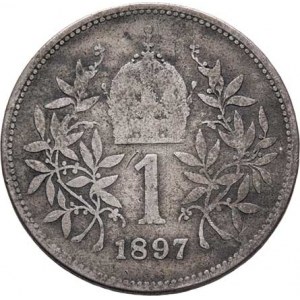 Korunová měna, údobí let 1892 - 1918, Koruna 1897, 4.766g, nep.hr., nep.rysky, patina R!