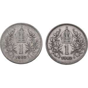 Korunová měna, údobí let 1892 - 1918, Koruna 1902, 1903, 4.903g, 4.846g, nep.hr.,