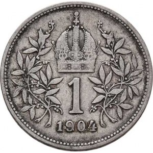 Korunová měna, údobí let 1892 - 1918, Koruna 1904, 4.932g, nep.hr., nep.rysky, pěkná