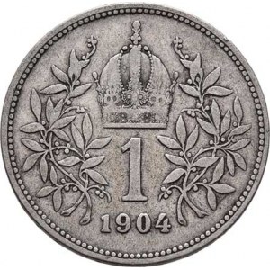 Korunová měna, údobí let 1892 - 1918, Koruna 1904, 4.864g, nep.hr., nep.rysky, pěkná