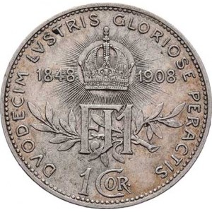 Korunová měna, údobí let 1892 - 1918, Koruna 1908 - jubilejní, 4.954g, nep.hr., nep.rysky,