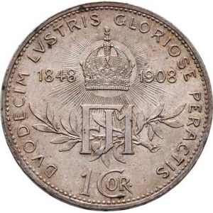Korunová měna, údobí let 1892 - 1918, Koruna 1908 - jubilejní, 5.035g, nep.hr., nep.rysky,