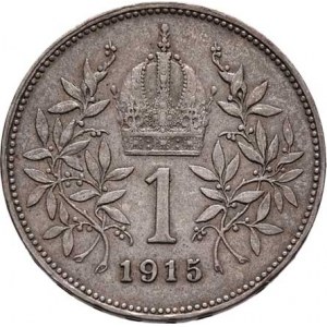 Korunová měna, údobí let 1892 - 1918, Koruna 1915, 4.995g, nep.hr., nep.rysky, patina
