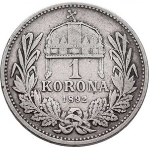 Korunová měna, údobí let 1892 - 1918, Koruna 1892 KB, 4.871g, nep.hr., nep.rysky, patina