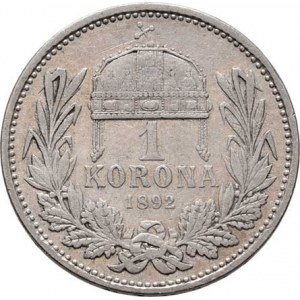 Korunová měna, údobí let 1892 - 1918, Koruna 1892 KB, 4.914g, nep.hr., vlas.škr., nep.rys.,
