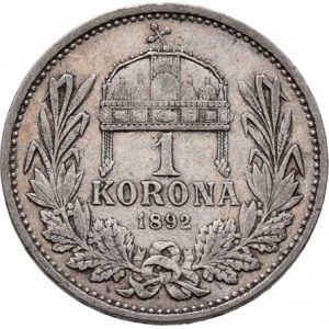 Korunová měna, údobí let 1892 - 1918, Koruna 1892 KB, 4.960g, dr.hr., dr.rysky, patina R!