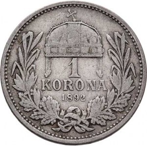 Korunová měna, údobí let 1892 - 1918, Koruna 1892 KB, 4.840g, dr.hr., dr.rysky, patina R!