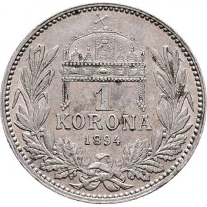 Korunová měna, údobí let 1892 - 1918, Koruna 1894 KB, 4.977g, nep.hr., nep.rysky, skvrnky,