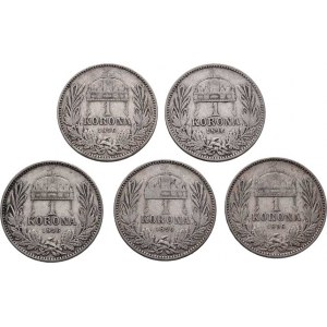Korunová měna, údobí let 1892 - 1918, Koruna 1896 KB, dr.hr., dr.rysky, patina 5ks