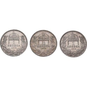 Korunová měna, údobí let 1892 - 1918, Koruna 1912 KB, 1914 KB, 1915 KB, 4.992g, 4.991g,