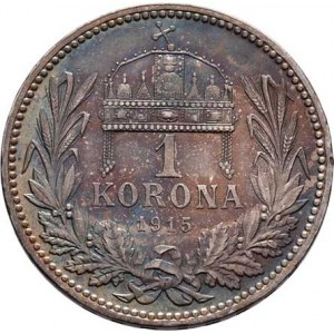 Korunová měna, údobí let 1892 - 1918, Koruna 1915 KB, 4.977g, nep.hr., nep.rysky, pěkná