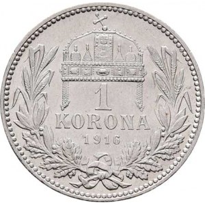Korunová měna, údobí let 1892 - 1918, Koruna 1916 KB, 4.995g, zcela nep.rysky