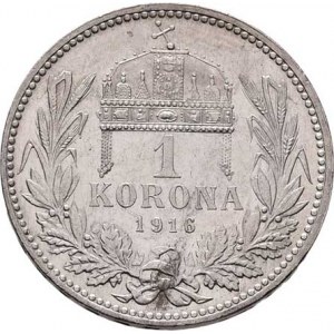 Korunová měna, údobí let 1892 - 1918, Koruna 1916 KB, 5.026g, nep.hr., nep.rysky, pěkná