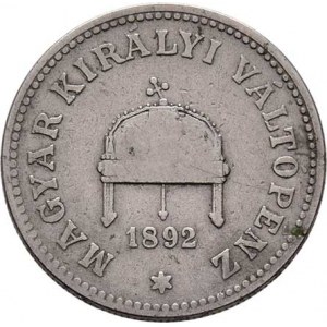 Korunová měna, údobí let 1892 - 1918, 20 Haléř 1892 KB, 3.886g, nep.hr., nep.rysky, patina