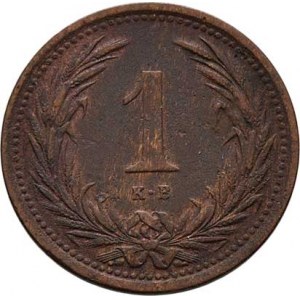 Korunová měna, údobí let 1892 - 1918, Haléř 1892 KB, 1.578g, nep.hr., pěkná patina RR!