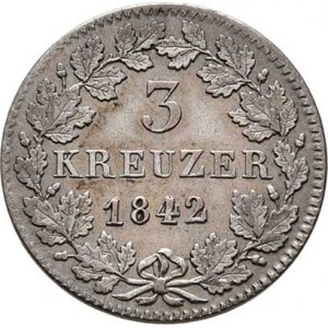 Bavorsko, Ludwig I., 1825 - 1848, 3 Krejcar 1842, KM.423 (Ag333), 1.309g, nep.rysky,