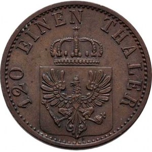 Prusko - král., Wilhelm I., 1861 - 1888, 3 Fenik 1873 C, Cleve, KM.482 (Cu), 4.573g, pěkná